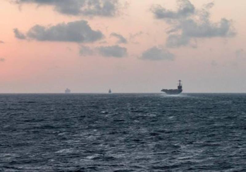 The Harry S. Truman carrier strike group crosses the Bab-el-Mandeb Strait